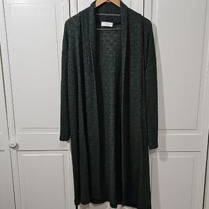 Carly Jean Los Angeles Forest Green Women's Duster Cardigan